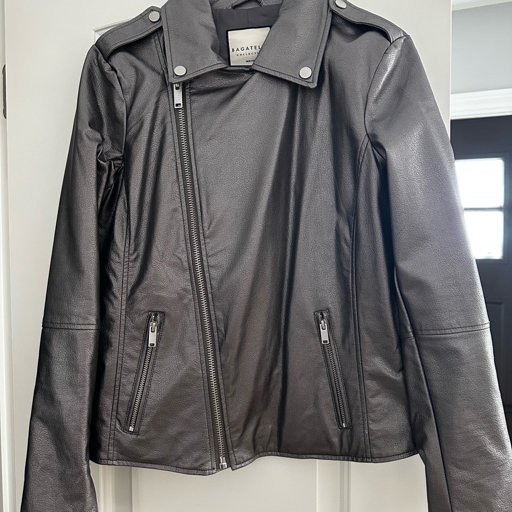 Bagatelle Women's Charcoal Leather Jacket